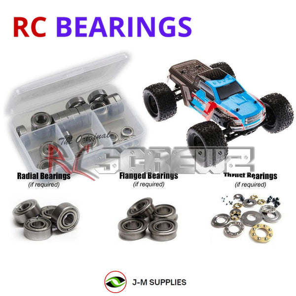 Representative image of an RCScrewZ metal-shielded bearing kit for ARRMA GRANITE Voltage MEGA SRS 1/10 Electric 2WD MT (ARA102727); exact bearing sizes and quantities vary by RC model.