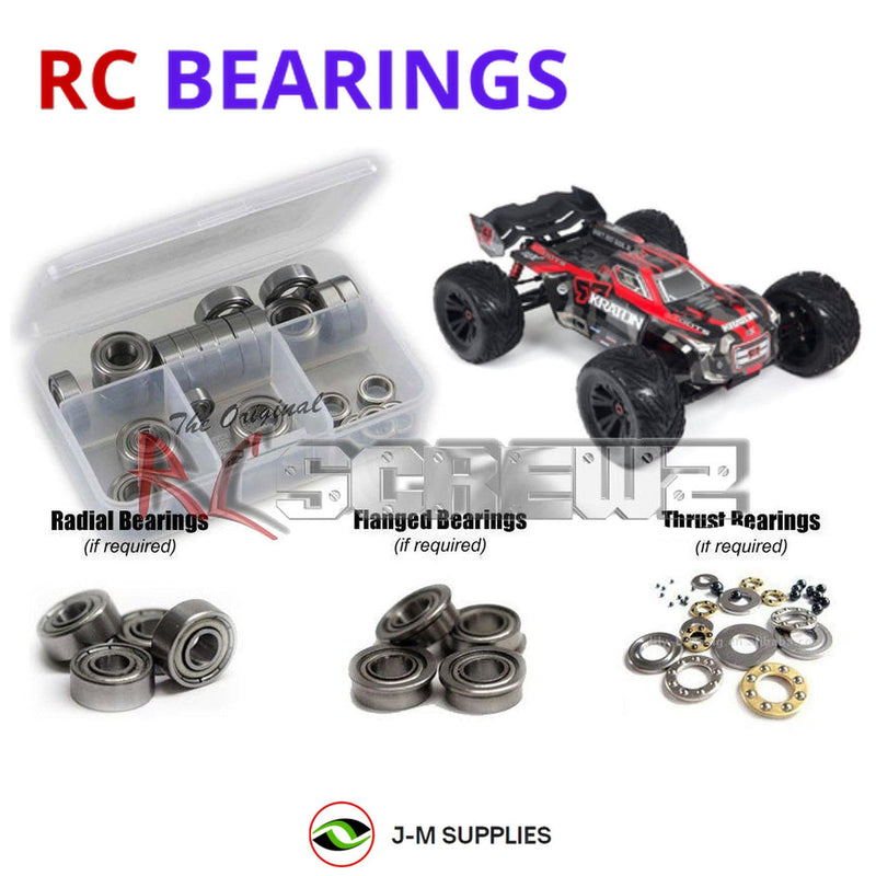 Representative image of an RCScrewZ metal-shielded bearing kit for ARRMA KRATON 6S BLX V3 1/8 Electric 4WD MT (ARA106029); exact bearing sizes and quantities vary by RC model.