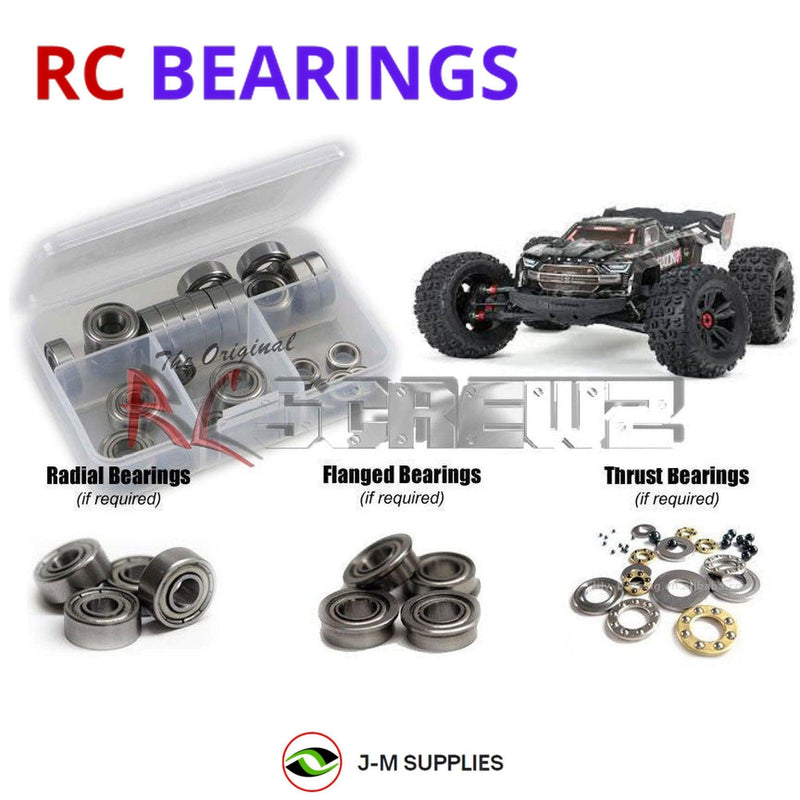 Representative image of an RCScrewZ metal-shielded bearing kit for ARRMA KRATON 8S EXB 1/5 Electric 4WD MT Roller (ARA5208); exact bearing sizes and quantities vary by RC model.