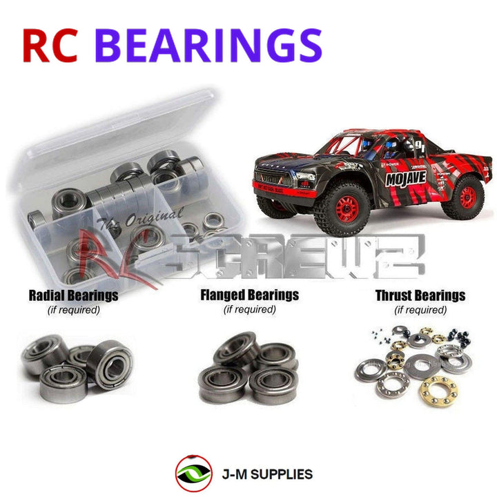 Representative image of an RCScrewZ metal-shielded bearing kit for ARRMA MOJAVE 6S BLX V2 1/7 4WD Desert Truck (ARA7604V2); exact bearing sizes and quantities vary by RC model.
