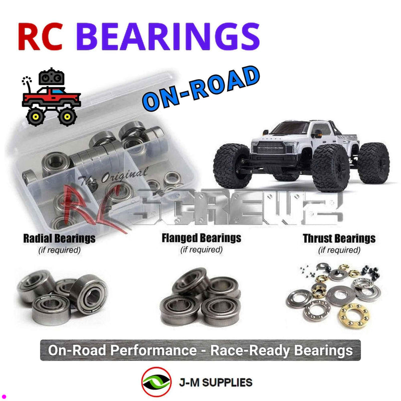 Representative image of an RCScrewZ metal-shielded bearing kit for ARRMA BIG ROCK 6S BLX 1/7 4WD MT (ARA7612); exact bearing sizes and quantities vary by RC model.