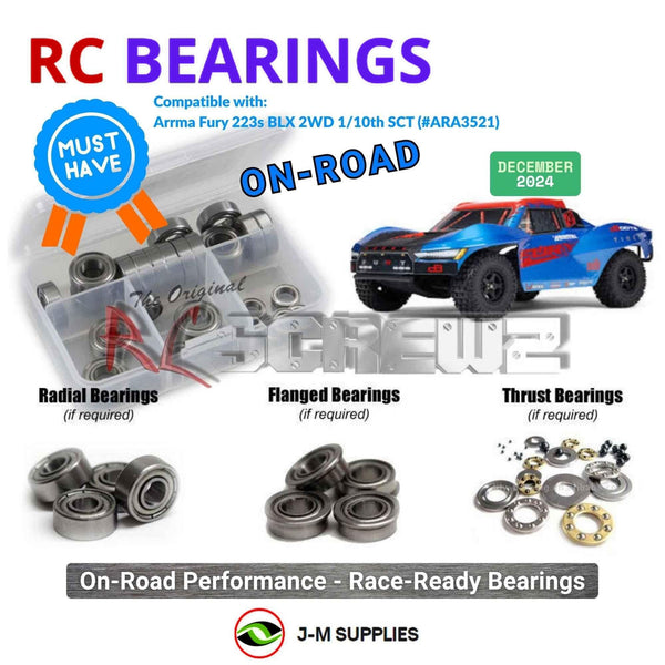 J-M SUPPLIES RC Parts Store - RCScrewZ Metal Shielded Bearing Kit ara059b for ARRMA Fury 223S BLX 1/10 Electric 2WD Brushless Short Course Truck (ARA3521, 3521) | PRO
