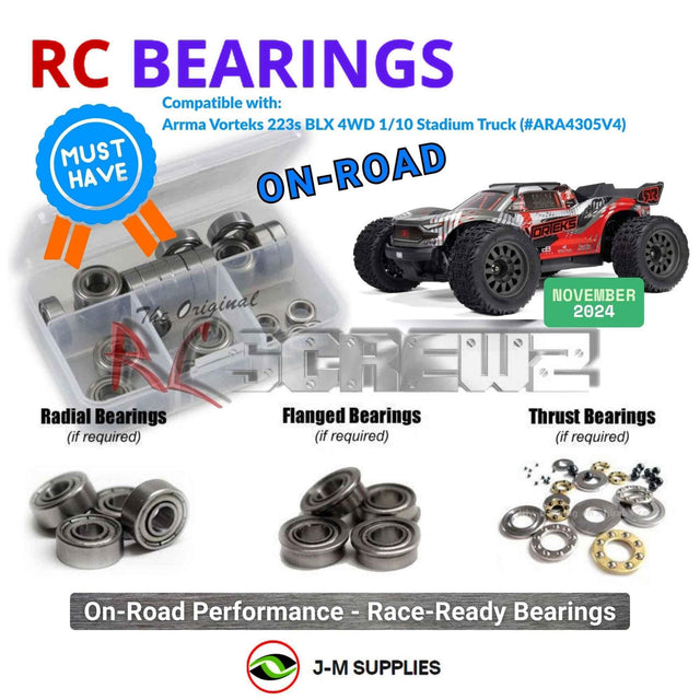 RCScrewZ Metal Shielded Bearing Kit ara061b for ARRMA Vorteks 223S BLX 1/10 Electric 4WD Brushless Stadium Truck (ARA4305V4, 4305V4) | SET