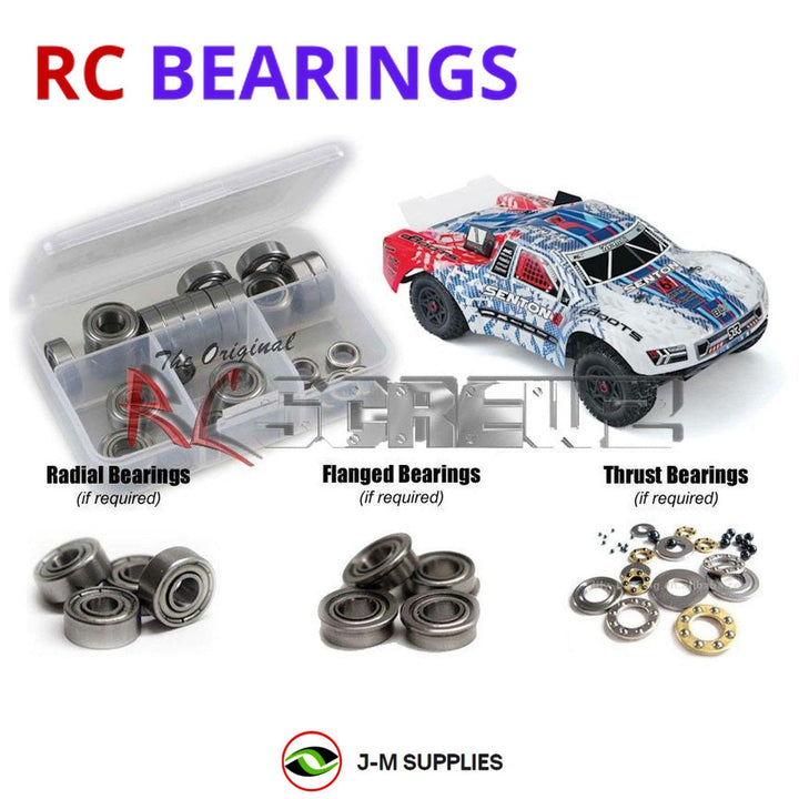 Representative image of an RCScrewZ metal-shielded bearing kit for ARRMA SENTON 6S BLX 1/10 Electric 4WD SCT (AR106007); exact bearing sizes and quantities vary by RC model.