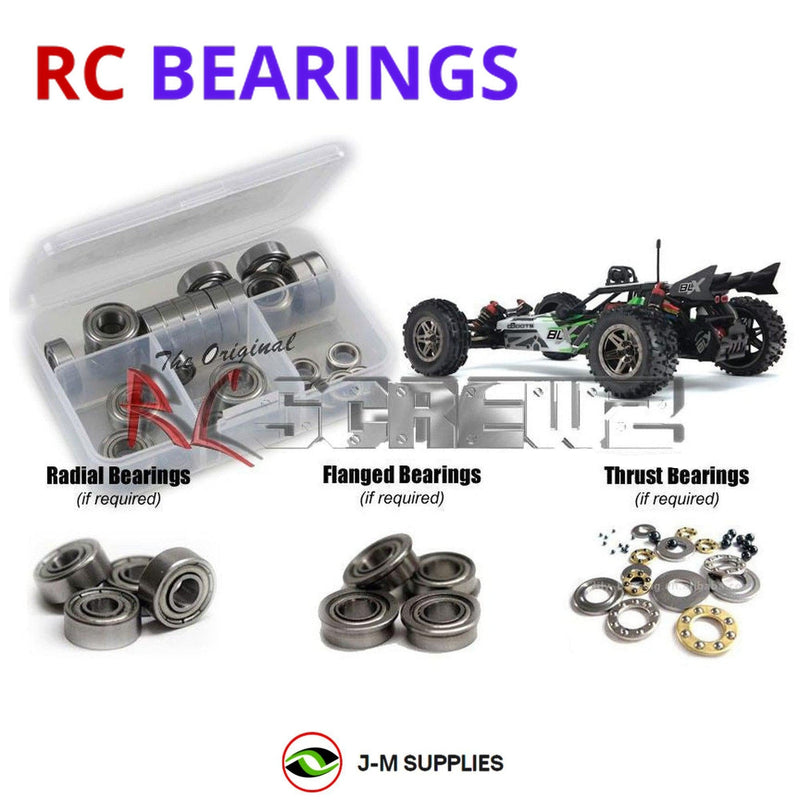 Representative image of an RCScrewZ metal-shielded bearing kit for ARRMA Raider XL BLX 1/8 Electric 2WD Buggy (AR102646); exact bearing sizes and quantities vary by RC model.