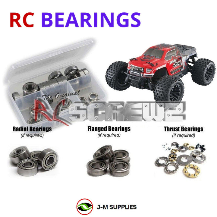 Representative image of an RCScrewZ metal-shielded bearing kit for ARRMA GRANITE 4X4 MEGA 1/10 Electric 4WD MT (AR102665); exact bearing sizes and quantities vary by RC model.
