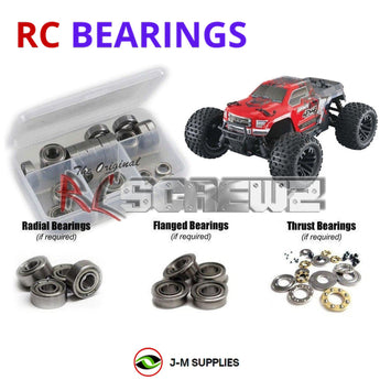 J-M SUPPLIES RC Parts Store - RCScrewZ Metal Shielded Bearing Kit arrm016b for Arrma Granite 4X4 MEGA 1/10 Electric 4WD Brushed Monster Truck (AR102665, 102665, AR102676, 102676) | SET