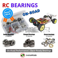 Representative image of an RCScrewZ metal-shielded bearing kit for Team Associated RC10B74.2D 1/10 4WD Buggy (90037, ASC90037); exact bearing sizes and quantities vary by RC model.