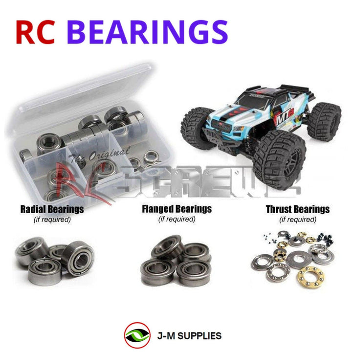 Representative image of an RCScrewZ metal-shielded bearing kit for Team Associated Rival MT8 RTR 1/8 4WD MT (20520); exact bearing sizes and quantities vary by RC model.
