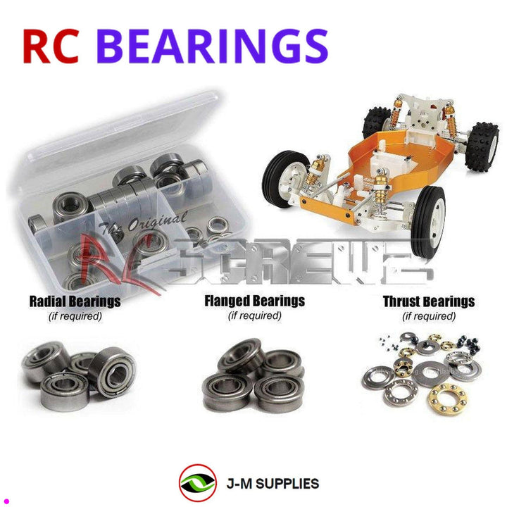 Representative image of an RCScrewZ metal-shielded bearing kit for Team Associated RC10 40th Classic 1/10 2WD Buggy (6007); exact bearing sizes and quantities vary by RC model.