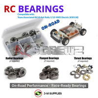 Representative image of an RCScrewZ metal-shielded bearing kit for Team Associated RC10 Rally 1/10 4WD Rally (30138, ASC30138); exact bearing sizes and quantities vary by RC model.