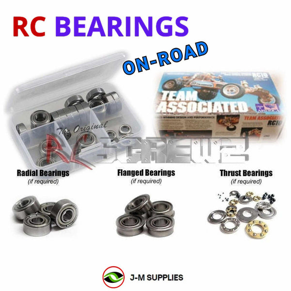 Representative image of an RCScrewZ metal-shielded bearing kit for Team Associated RC10 Classic 1/10 2WD Buggy (6007, 6035, 6036); exact bearing sizes and quantities vary by RC model.