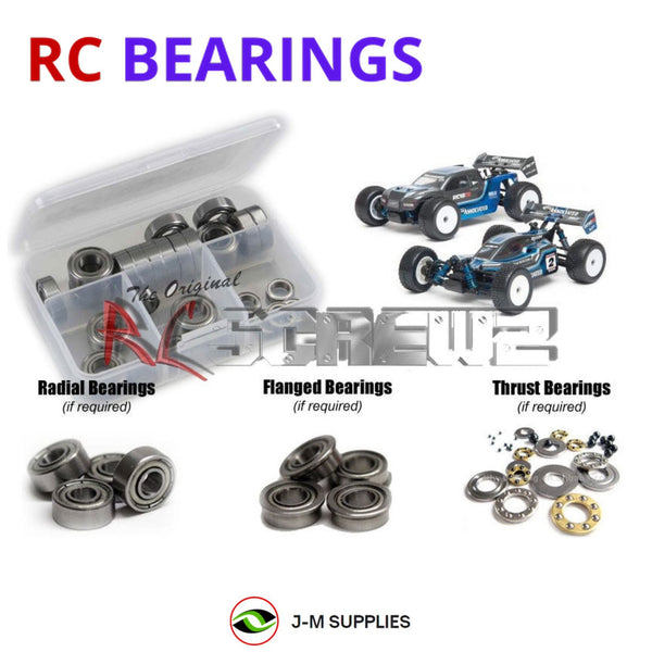 Representative image of an RCScrewZ metal-shielded bearing kit for Team Associated RC18T2/RC18B2 1/18 4WD Truck/Buggy (20103); exact bearing sizes and quantities vary by RC model.