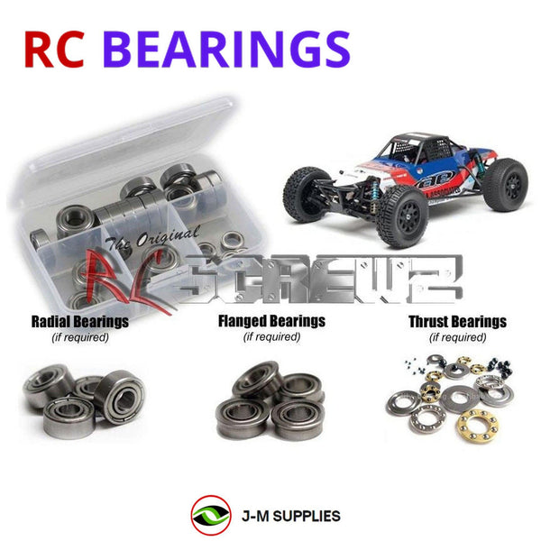 Representative image of an RCScrewZ metal-shielded bearing kit for Team Associated SC10B RS RTR 1/10 2WD Buggy (9050); exact bearing sizes and quantities vary by RC model.
