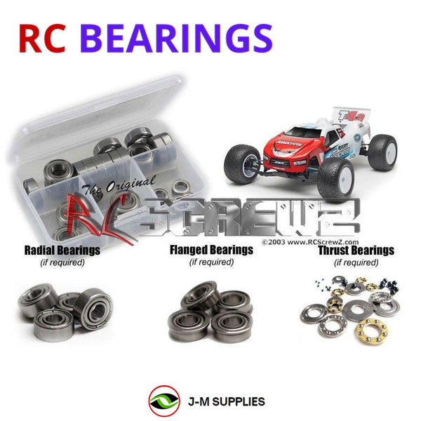 Representative image of an RCScrewZ metal-shielded bearing kit for Team Associated RC10T4.2 RTR/FT 1/10 2WD Truck (7025, 7059); exact bearing sizes and quantities vary by RC model.