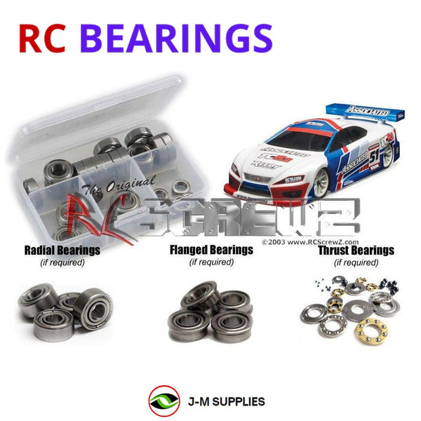 Representative image of an RCScrewZ metal-shielded bearing kit for Team Associated TC6.2 Factory Team 1/10 4WD TC (30109); exact bearing sizes and quantities vary by RC model.