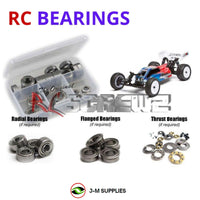 Representative image of an RCScrewZ metal-shielded bearing kit for Team Associated RC10B5M Team 1/10 2WD Mid-Motor Buggy (90003); exact bearing sizes and quantities vary by RC model.