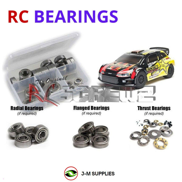 Representative image of an RCScrewZ metal-shielded bearing kit for Team Associated ProRally 4WD RTR 1/10 Rally Car (7070); exact bearing sizes and quantities vary by RC model.