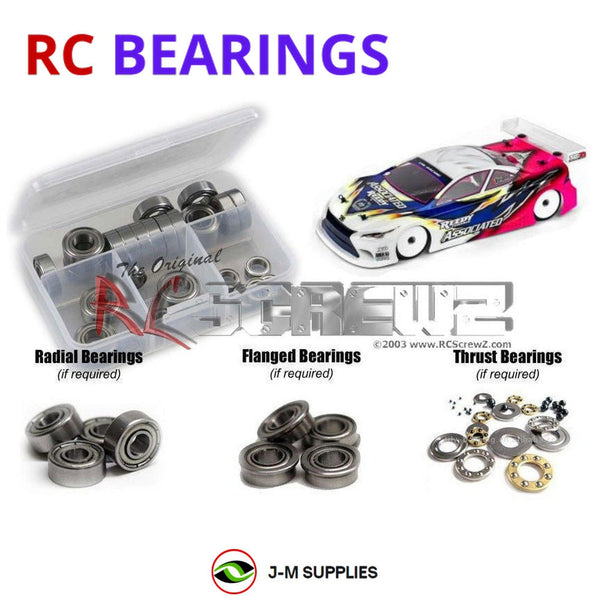 Representative image of an RCScrewZ metal-shielded bearing kit for Team Associated TC7.1 FT 1/10 4WD Touring Car (30121); exact bearing sizes and quantities vary by RC model.