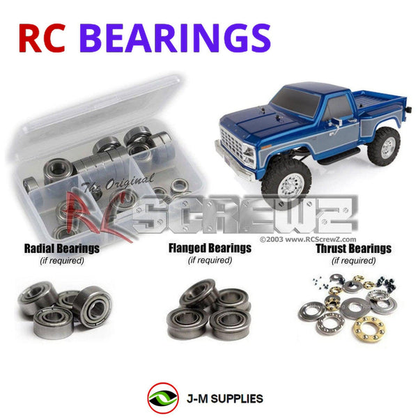 Representative image of an RCScrewZ metal-shielded bearing kit for Team Associated CR12 Tioga 1/12 Electric 4WD Crawler (40006); exact bearing sizes and quantities vary by RC model.
