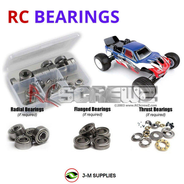 Representative image of an RCScrewZ metal-shielded bearing kit for Team Associated RC10T4.3 1/10 Electric 2WD Truck (7058); exact bearing sizes and quantities vary by RC model.
