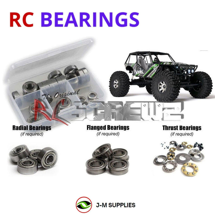 Representative image of an RCScrewZ metal-shielded bearing kit for Axial Wraith RTR 1/10 Electric 4WD Rock Racer (90018); exact bearing sizes and quantities vary by RC model.