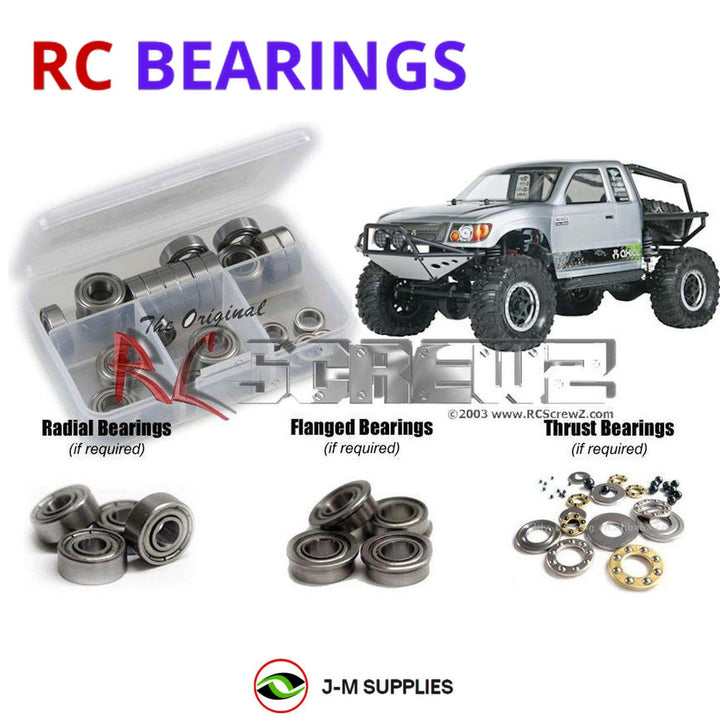 Representative image of an RCScrewZ metal-shielded bearing kit for Axial SCX10 Honcho 1/10 Electric 4WD Crawler (90022); exact bearing sizes and quantities vary by RC model.