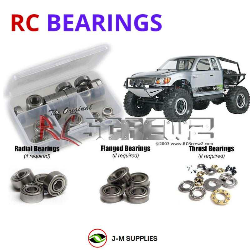 Representative image of an RCScrewZ metal-shielded bearing kit for Axial SCX10 Honcho 1/10 Electric 4WD Crawler (90022); exact bearing sizes and quantities vary by RC model.