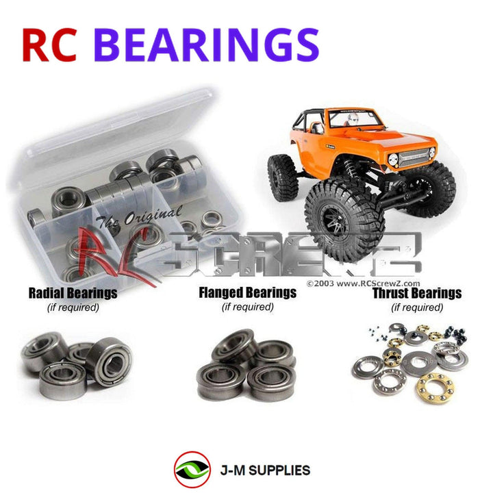 Representative image of an RCScrewZ metal-shielded bearing kit for Axial AX10 Deadbolt 1/10 Electric 4WD Crawler (90033); exact bearing sizes and quantities vary by RC model.
