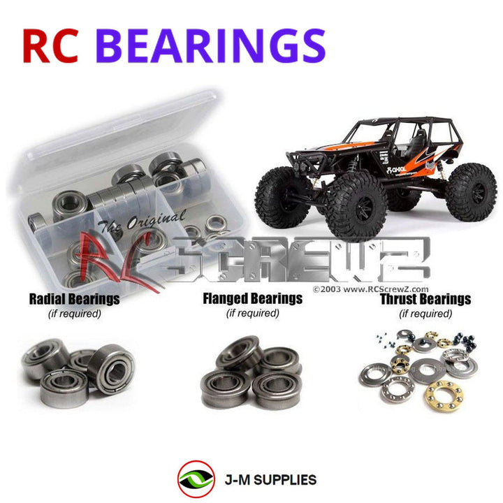 Representative image of an RCScrewZ metal-shielded bearing kit for Axial Wraith Rock Racer 1/10 Electric 4WD (90018, 90020); exact bearing sizes and quantities vary by RC model.