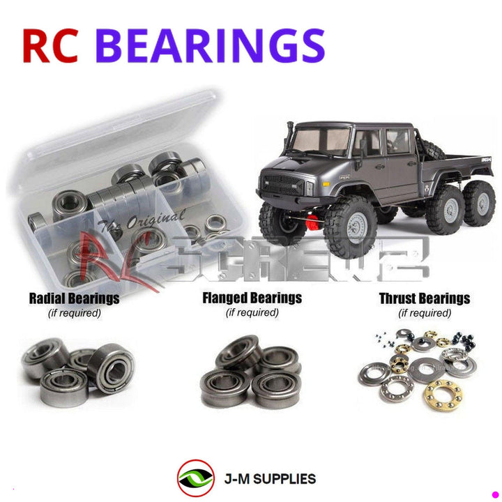 Representative image of an RCScrewZ metal-shielded bearing kit for Axial SCX10 II UMG10 6x6 1/10 Electric Crawler (AXI03002); exact bearing sizes and quantities vary by RC model.