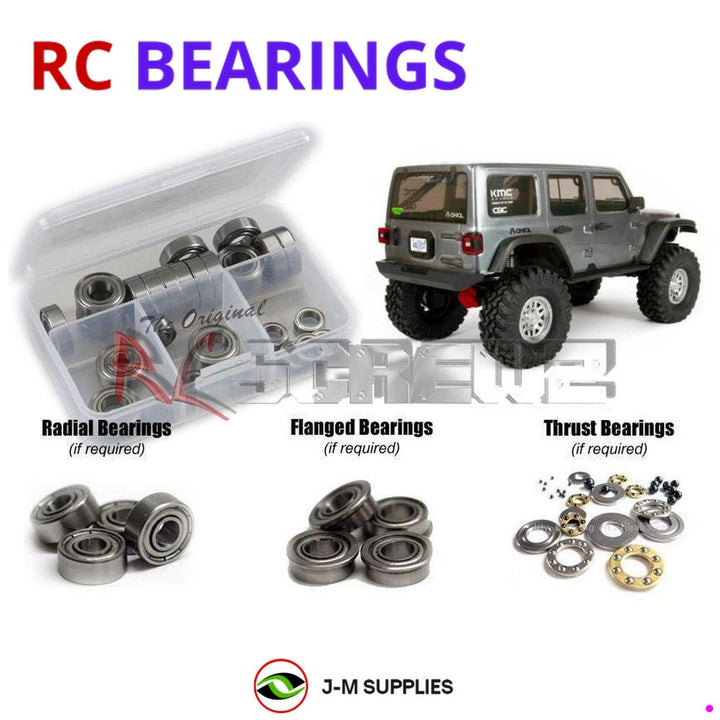 Representative image of an RCScrewZ metal-shielded bearing kit for Axial SCX10 III Jeep JLU 1/10 Electric 4WD Crawler (AXI03003); exact bearing sizes and quantities vary by RC model.
