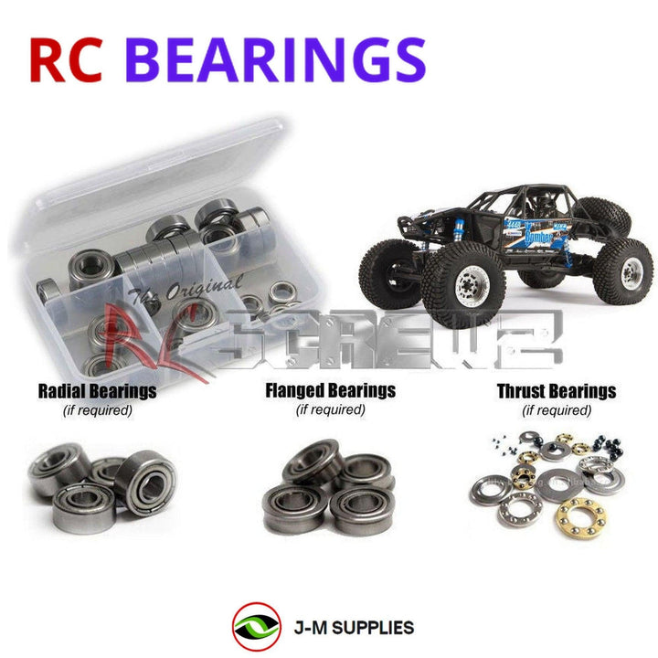 Representative image of an RCScrewZ metal-shielded bearing kit for Axial RR10 Bomber 2.0 1/10 Electric 4WD Rock Racer (AXI03016T1); exact bearing sizes and quantities vary by RC model.