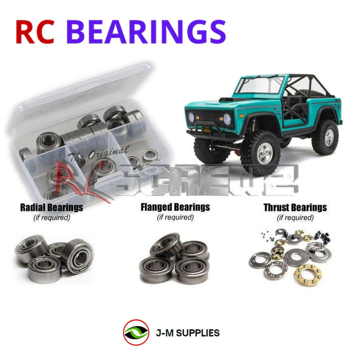Representative image of an RCScrewZ metal-shielded bearing kit for Axial SCX10 III Early Ford Bronco 1/10 4WD Crawler (AXI03014T1); exact bearing sizes and quantities vary by RC model.