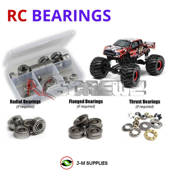 Representative image of an RCScrewZ metal-shielded bearing kit for CEN Racing HL150 1/10 Solid Axle RTR Monster Truck (#8965); exact bearing sizes and quantities vary by RC model.