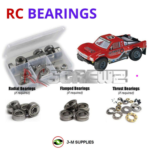 Representative image of an RCScrewZ metal-shielded bearing kit for Duratrax Vendetta SCT 1/18th Truck; exact bearing sizes and quantities vary by RC model.