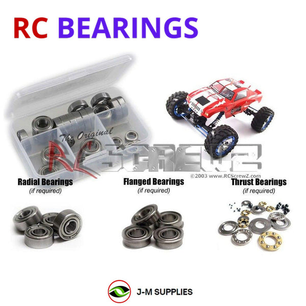 Representative image of an RCScrewZ metal-shielded bearing kit for FTX Racing Spyder 1/10th Crawler; exact bearing sizes and quantities vary by RC model.