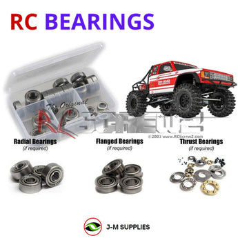 Representative image of an RCScrewZ metal-shielded bearing kit for GMade GS02 BOM 4wd #GM57000; exact bearing sizes and quantities vary by RC model.