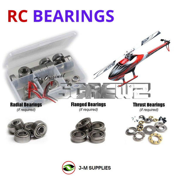 Representative image of an RCScrewZ metal-shielded bearing kit for Goblin 500 Series Helicopter; exact bearing sizes and quantities vary by RC model.