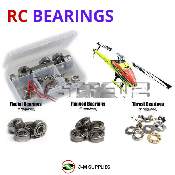 Representative image of an RCScrewZ metal-shielded bearing kit for Goblin 570 Series Helicopter; exact bearing sizes and quantities vary by RC model.