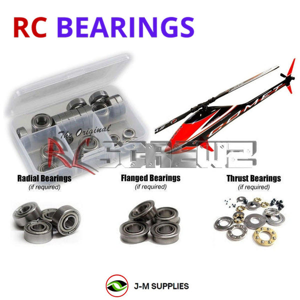 Representative image of an RCScrewZ metal-shielded bearing kit for Goblin Comet #SG292 Helicopter; exact bearing sizes and quantities vary by RC model.