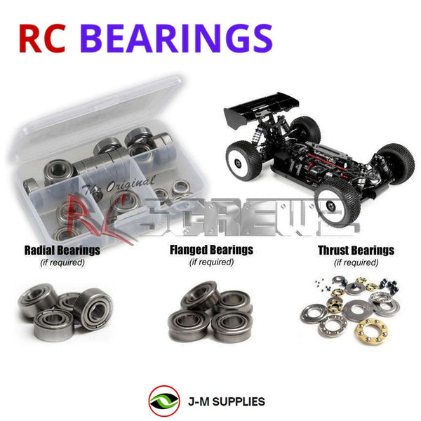 Representative image of an RCScrewZ metal-shielded bearing kit for HB Racing E819RS 1/8 Buggy - Electric - 4WD (#204645); exact bearing sizes and quantities vary by RC model.