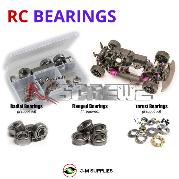 Representative image of an RCScrewZ metal-shielded bearing kit for HPI Racing RS4 3 SS 1/10 Nitro 4WD Touring Car (443, 444); exact bearing sizes and quantities vary by RC model.