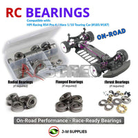 Representative image of an RCScrewZ metal-shielded bearing kit for HPI Racing RS4 Pro 4 Hara 1/10 Electric Touring (185, 187); exact bearing sizes and quantities vary by RC model.