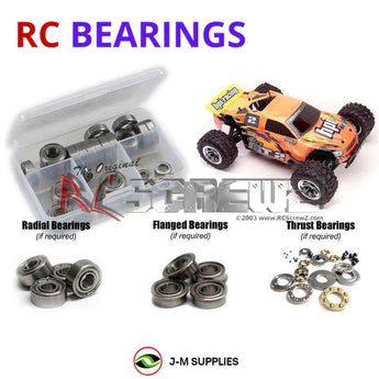 Representative image of an RCScrewZ metal-shielded bearing kit for HPI Racing MT2 / EVO .18 Nitro 1/10 4WD Stadium (10401, 10402); exact bearing sizes and quantities vary by RC model.
