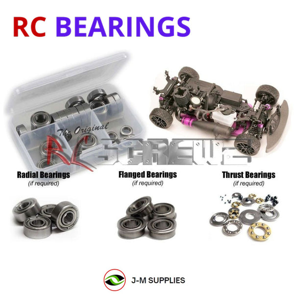 Representative image of an RCScrewZ metal-shielded bearing kit for HPI Racing Nitro RS4 3 .18SS 1/10 Nitro 4WD On-Road Touring Car; exact bearing sizes and quantities vary by RC model.