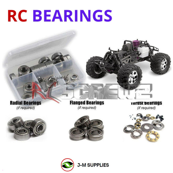 Representative image of an RCScrewZ metal-shielded bearing kit for HPI Savage X SS 1/8 Nitro 4WD Monster Truck (861); exact bearing sizes and quantities vary by RC model.