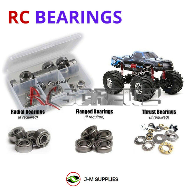Representative image of an RCScrewZ metal-shielded bearing kit for HPI Wheely King 1/12 Electric 4WD Monster Truck (10830, 87602); exact bearing sizes and quantities vary by RC model.