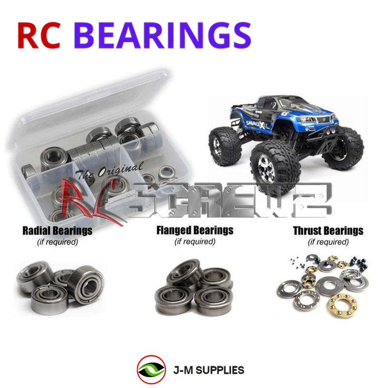 Representative image of an RCScrewZ metal-shielded bearing kit for HPI Savage X .46 / 4.6 1/8 Nitro 4WD Monster Truck (105644); exact bearing sizes and quantities vary by RC model.