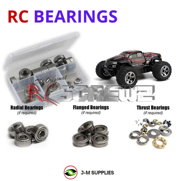Representative image of an RCScrewZ metal-shielded bearing kit for HPI Savage XS Flux RTR 4WD Mini Monster Truck (106571, HPI106571); exact bearing sizes and quantities vary by RC model.